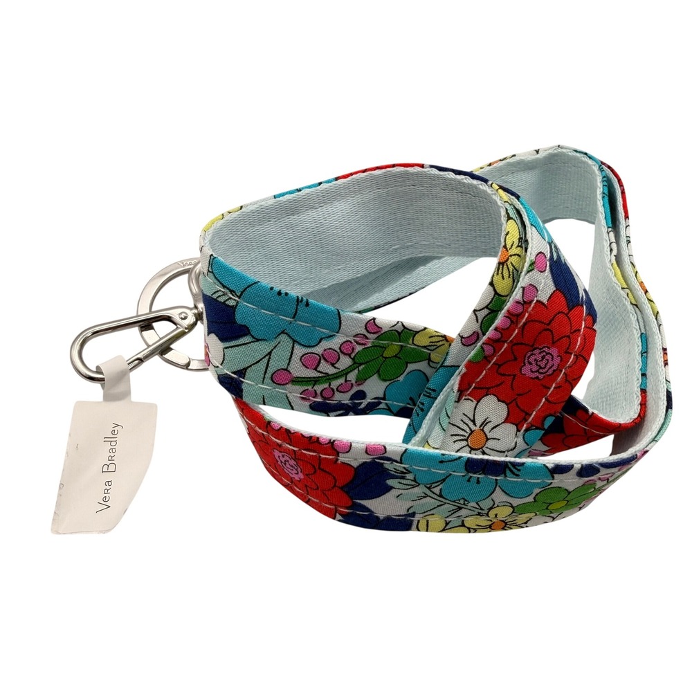 Vera Bradley Wide Lanyard 18 inch Far Out 60s Style Floral ID Badge Holder Retro